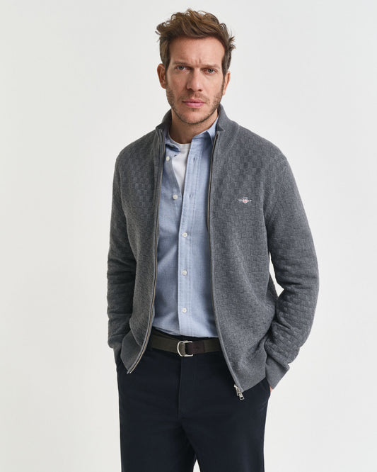 Pull zippé micro texturé