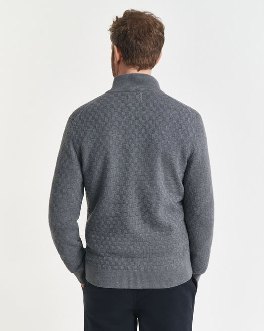 Pull zippé micro texturé