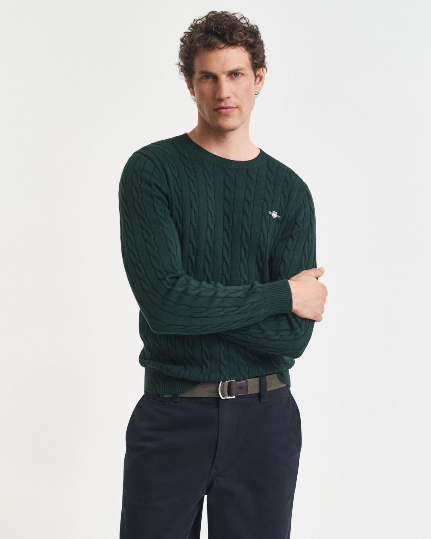 Pullover mit Rundhalsausschnitt aus Baumwoll-Zopfstrick