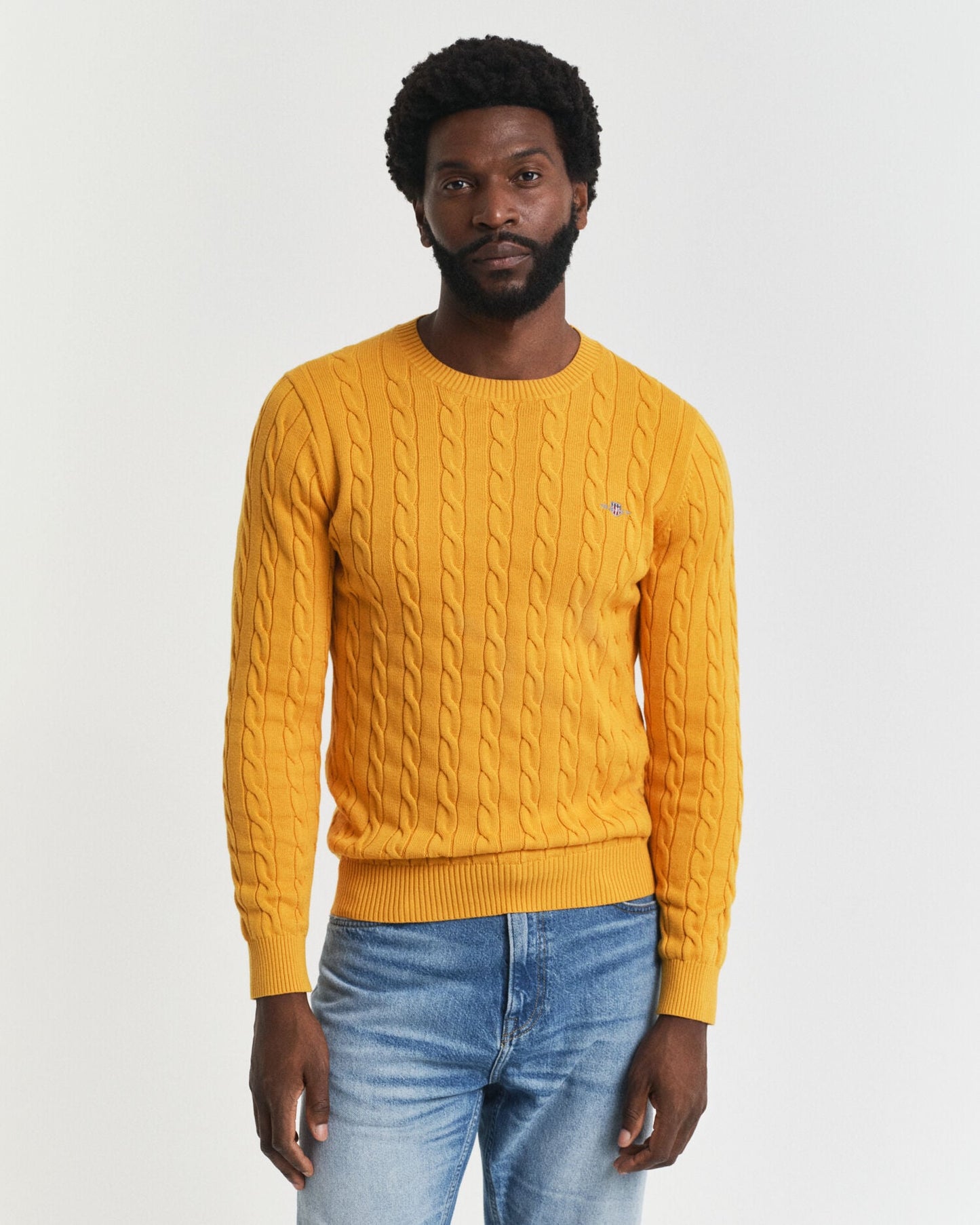Pullover mit Rundhalsausschnitt aus Baumwoll-Zopfstrick