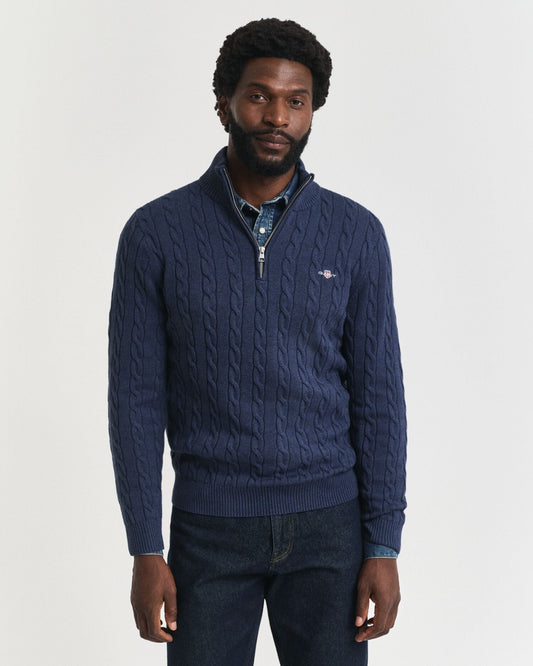 Pull en coton torsadé avec demi-zip