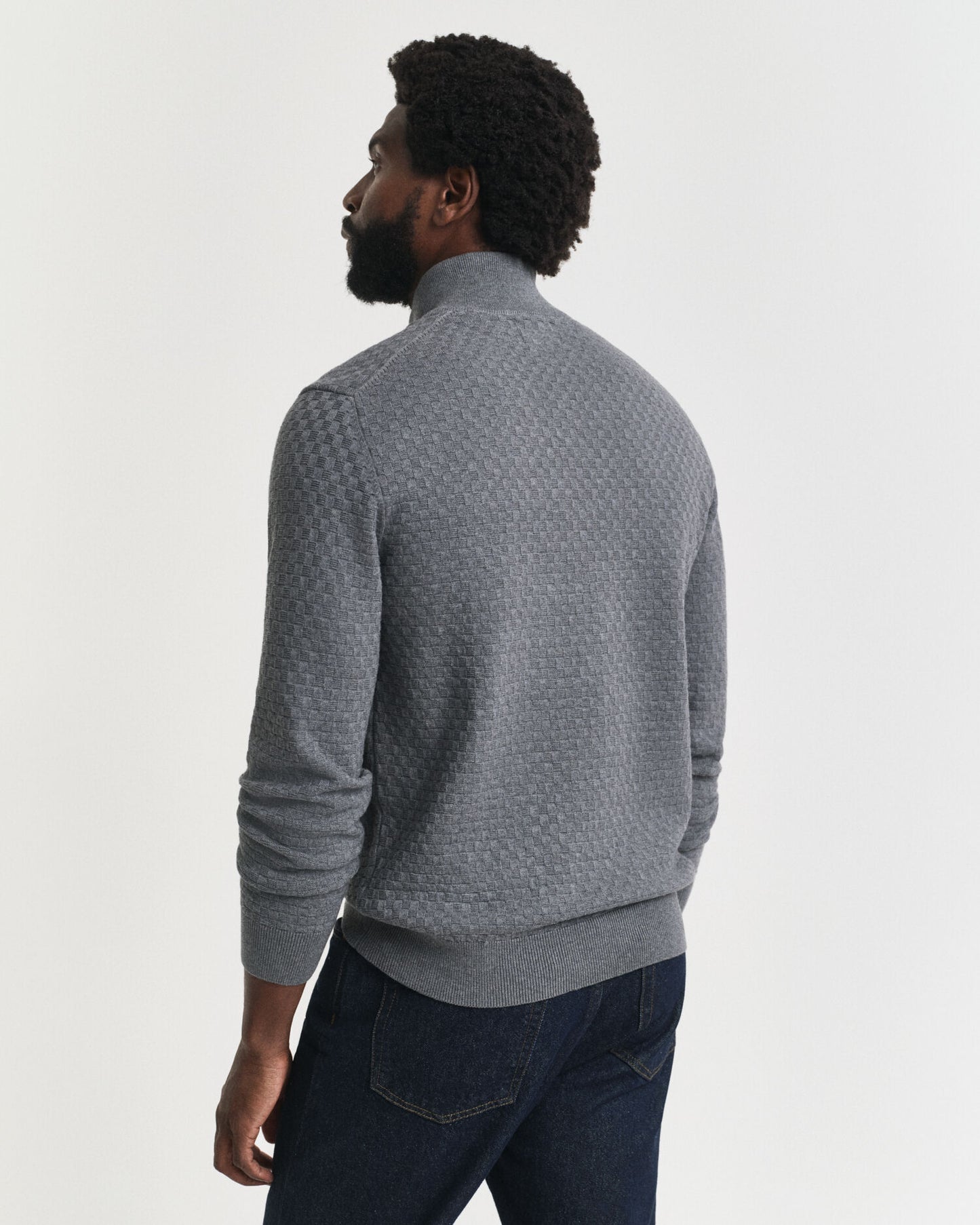 Pull demi-zip microtexturé