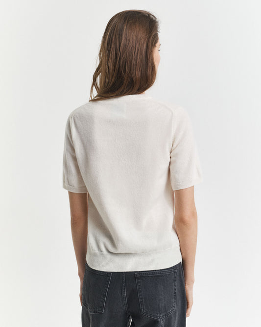 Pull ras-du-cou à manches courtes en lambswool superfin