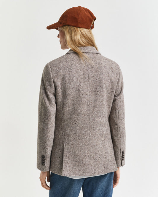 Blazer en laine texturée coupe droite