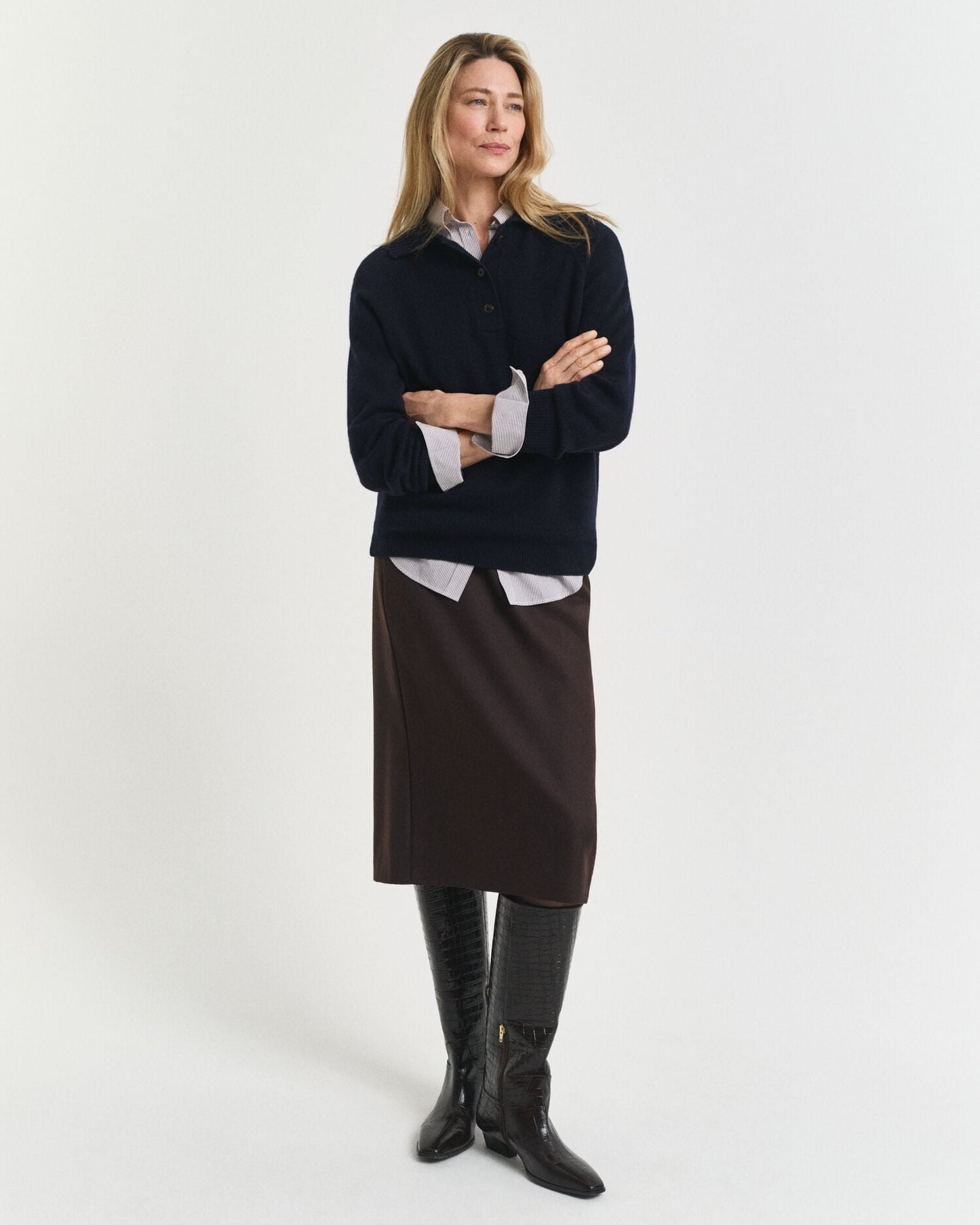 Jupe crayon midi en mélange de laine