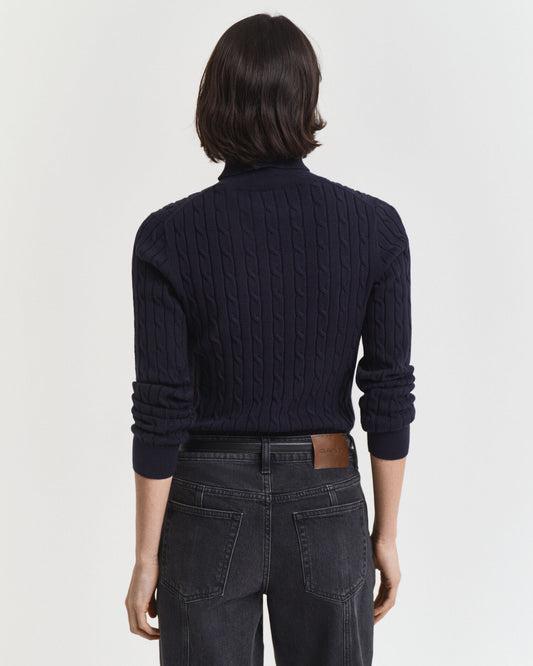 Pull à col roulé en maille torsadée de coton extensible