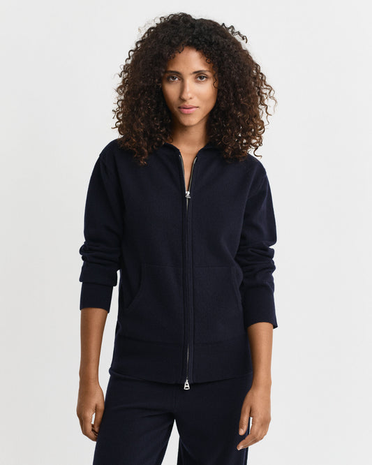 Sweat à capuche zippé en agneau superfine