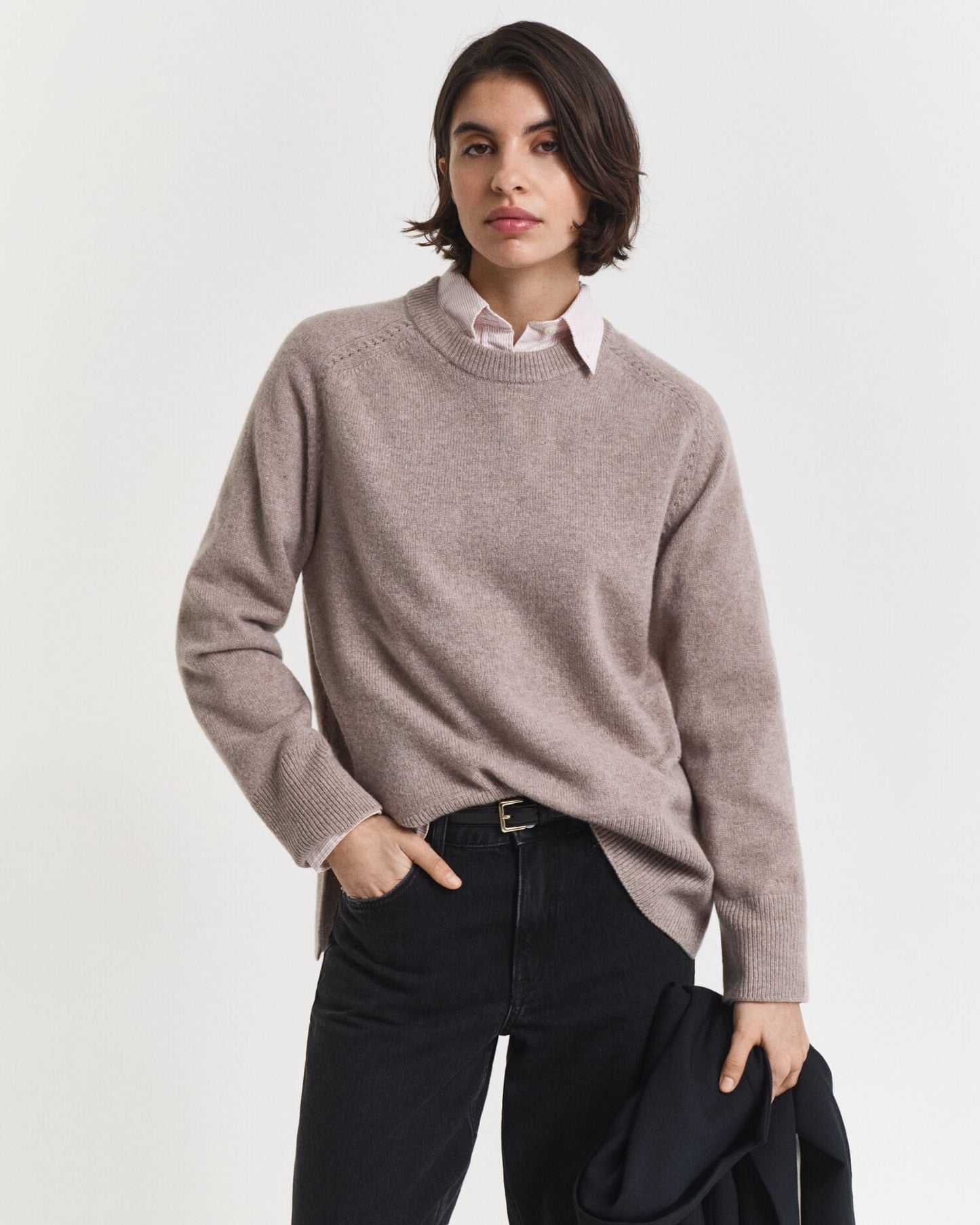 Pullover aus weichem Wolle-Kaschmir-Gemisch mit Rundhalsausschnitt