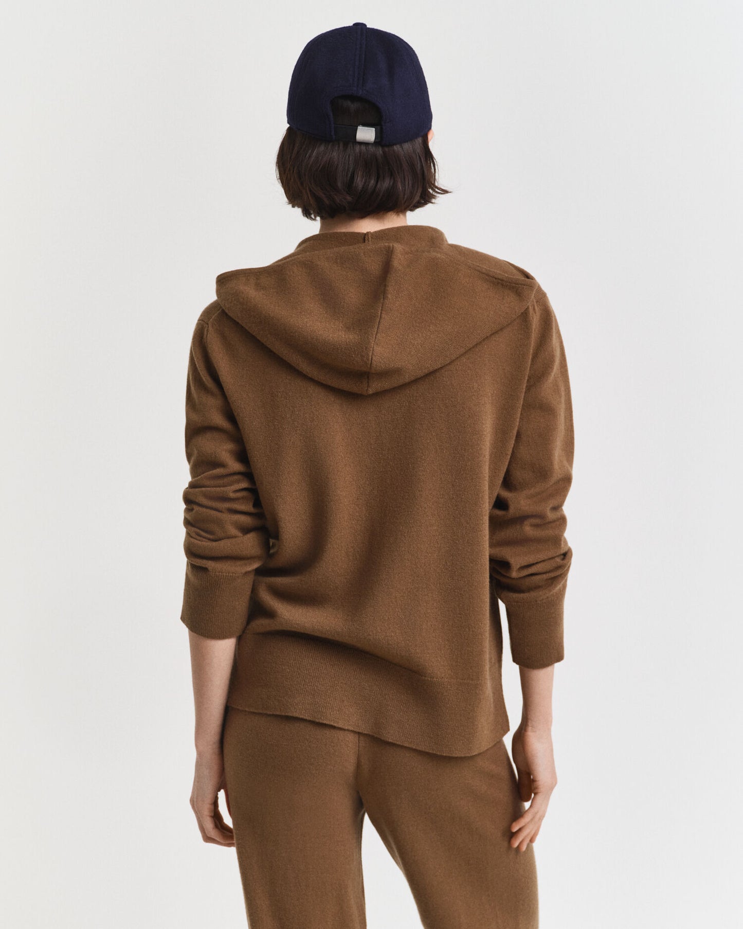 Superfeiner Lammwoll-Kapuzenpullover mit Reißverschluss