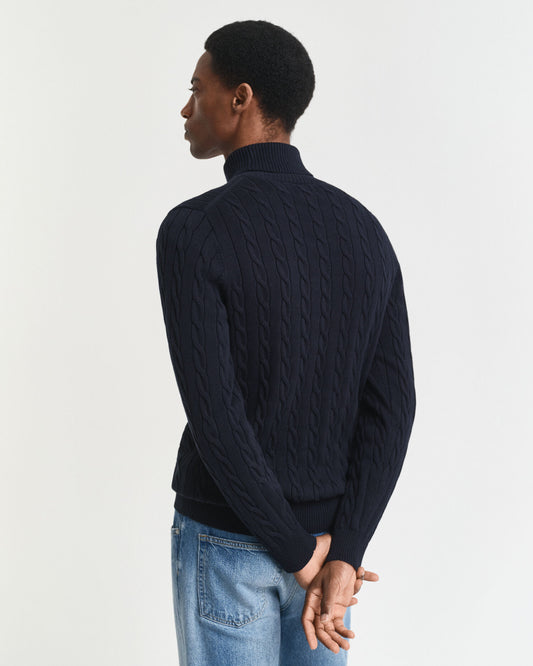 Pull col roulé en maille torsadée de coton
