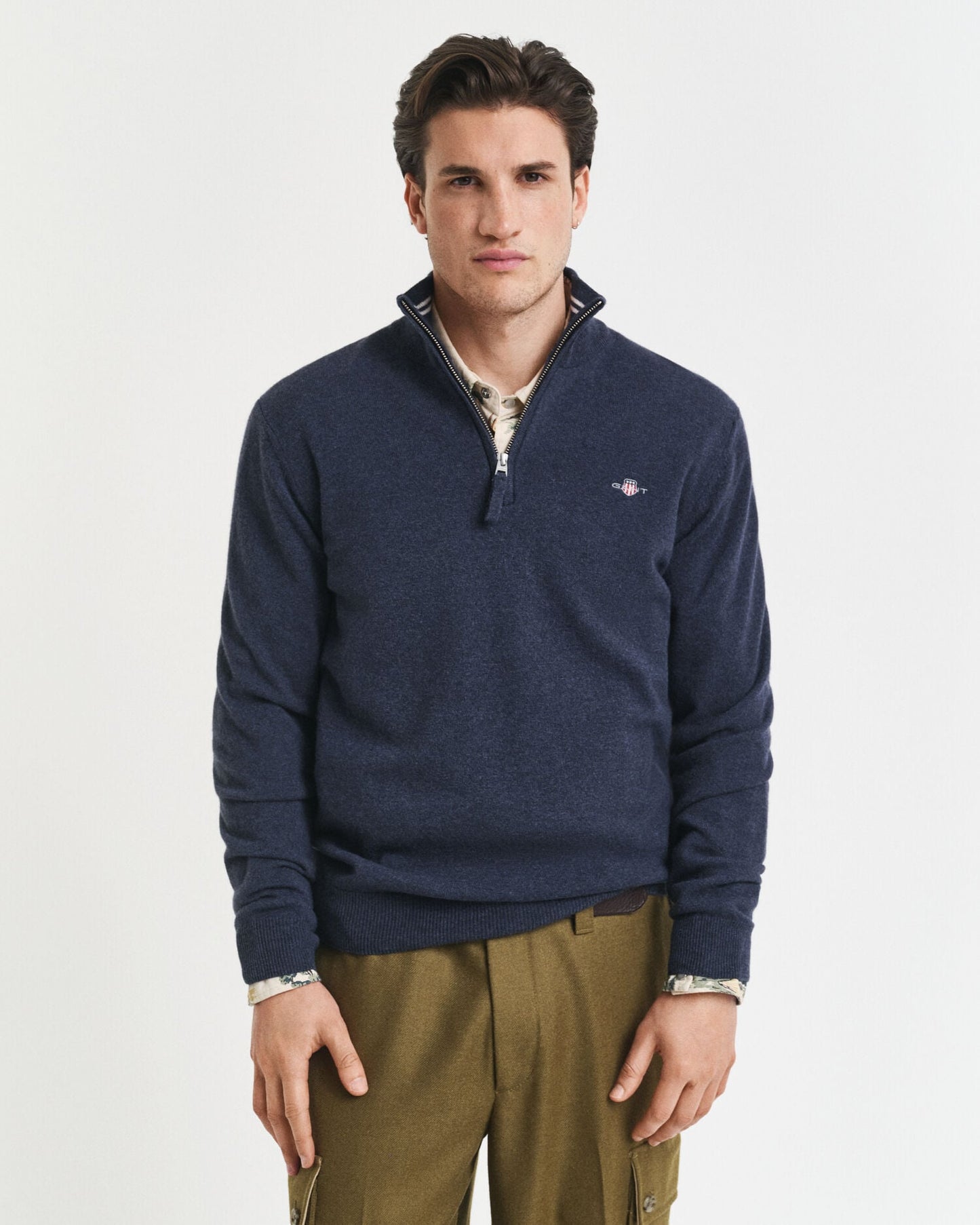 Pull demi-zippé en agneau super fin