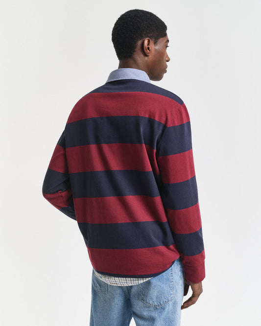 Rugger lourd rayé à col chambray