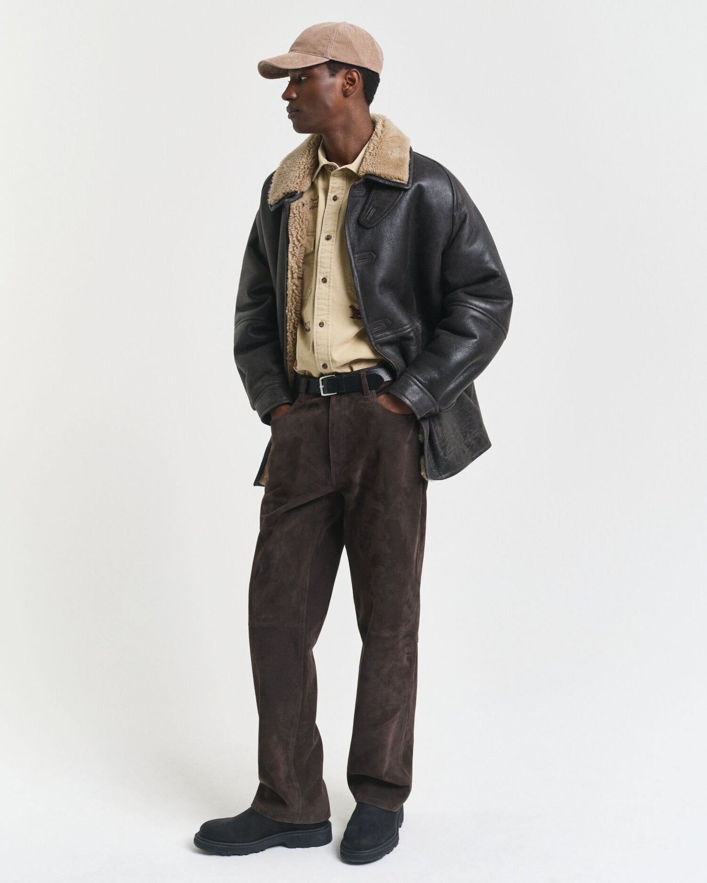 Chemise en twill brodé coupe décontractée
