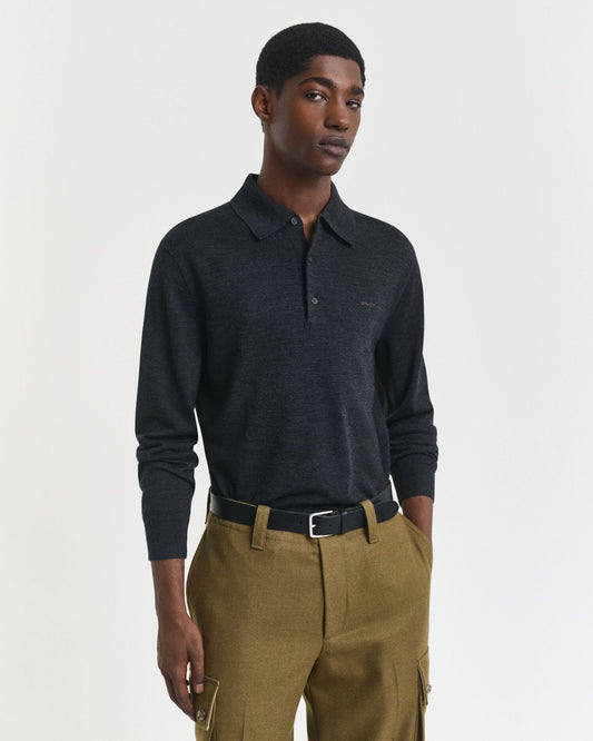 Pull polo en laine mérinos extra fine