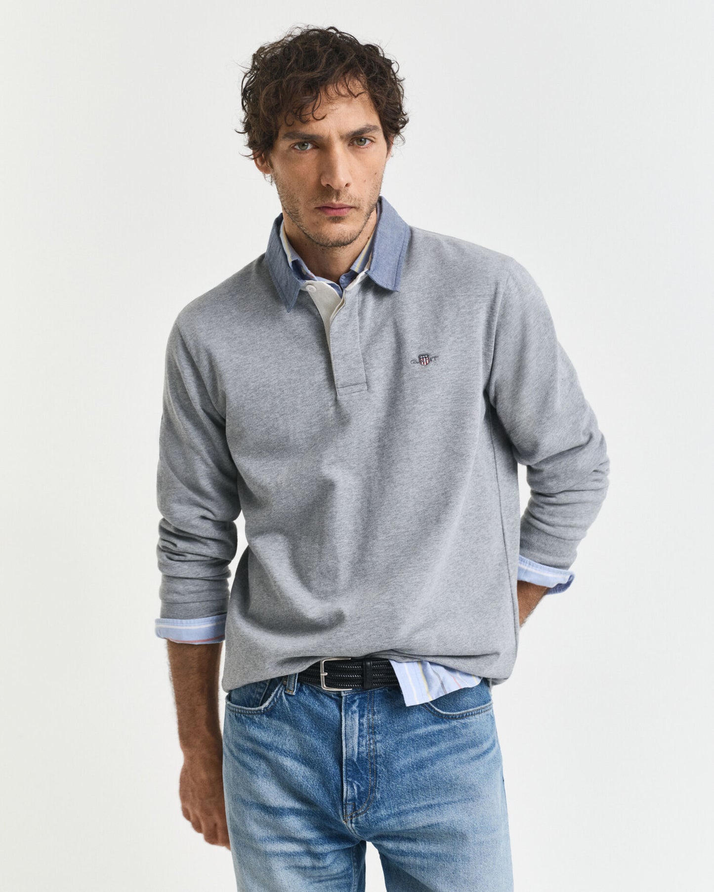 Rugger épais à col chambray