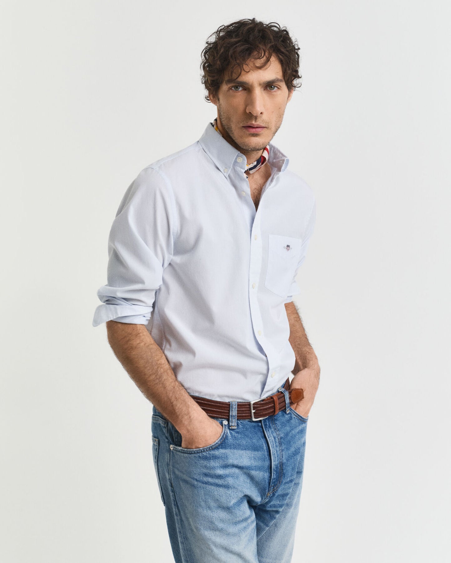 Chemise Popeline Classique Rayée Coupe Droite