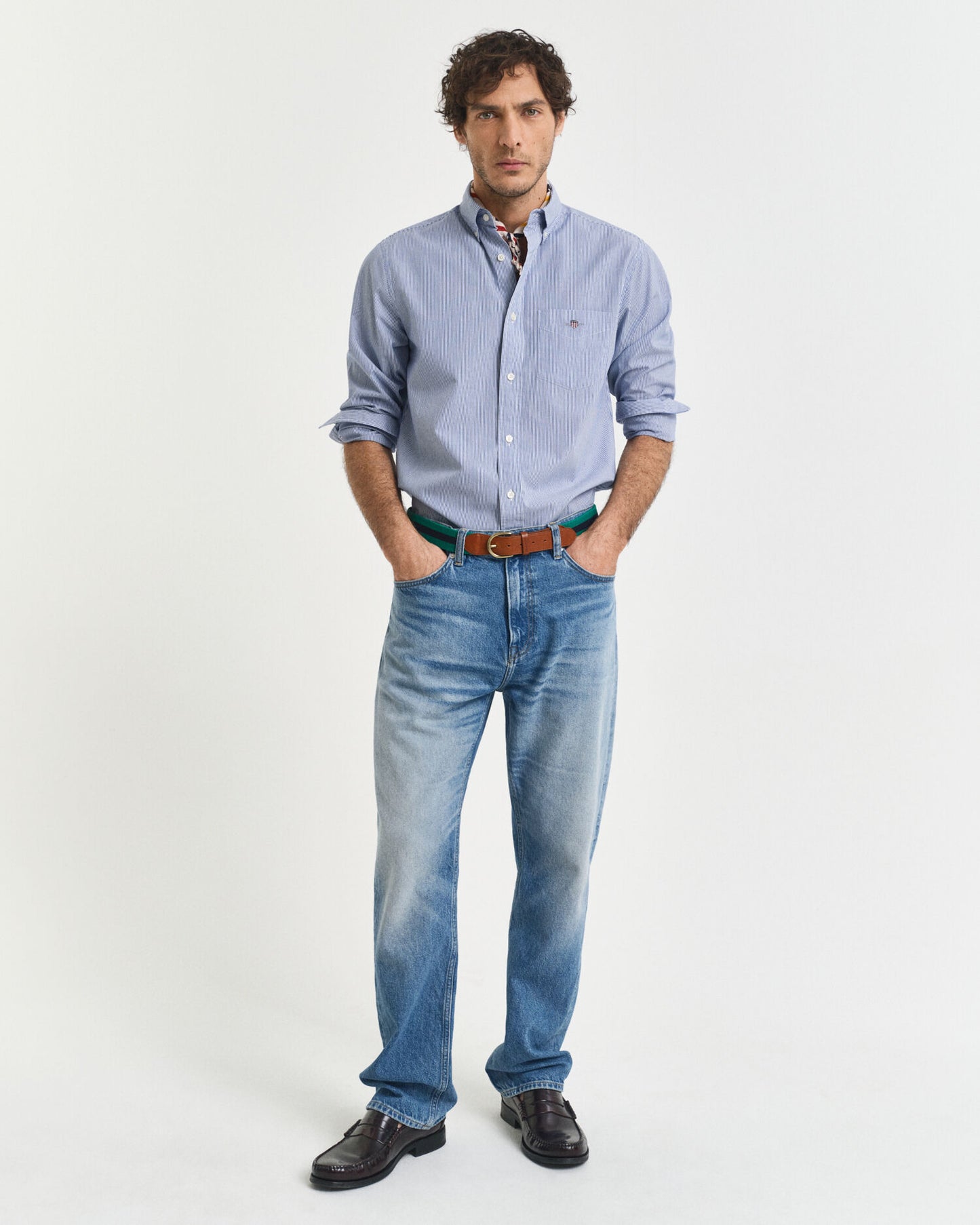 Chemise Popeline Classique Rayée Coupe Droite
