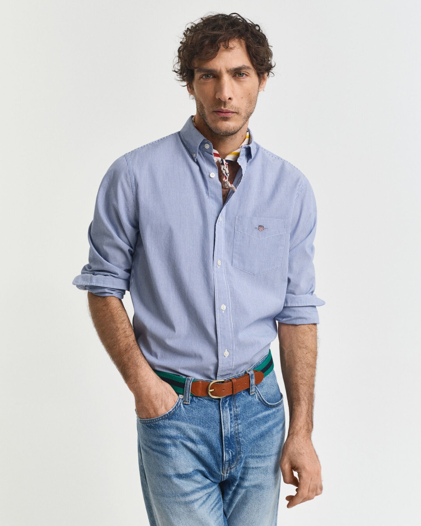 Chemise Popeline Classique Rayée Coupe Droite